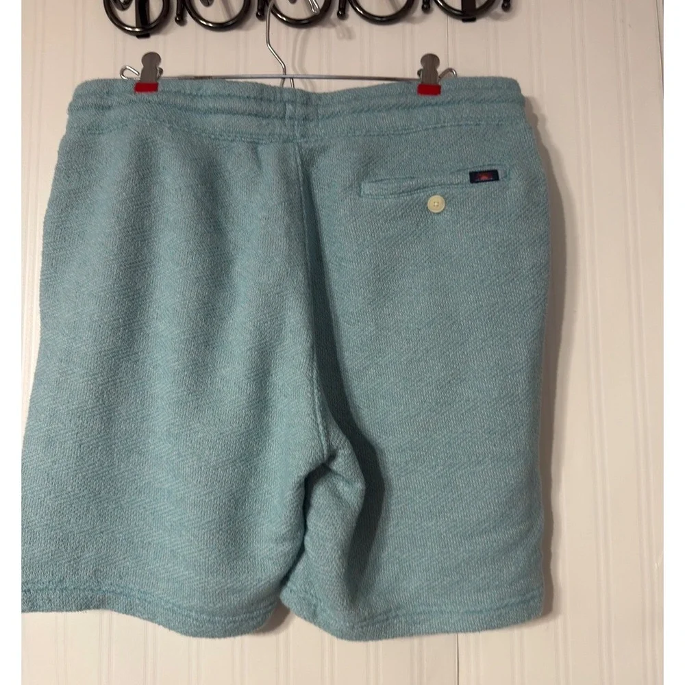 Faherty Brand XL‎ Knit Lounge Shorts Aqua Blue Textured Drawstring Cotton Mix